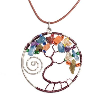 Alternate image for Nature-Themed Brown Multi-Gemstone Pendant Necklace Love Your Nature