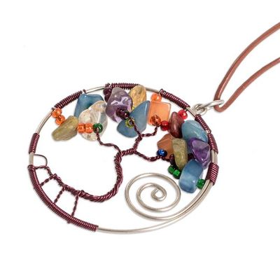 Alternate image for Nature-Themed Brown Multi-Gemstone Pendant Necklace Love Your Nature