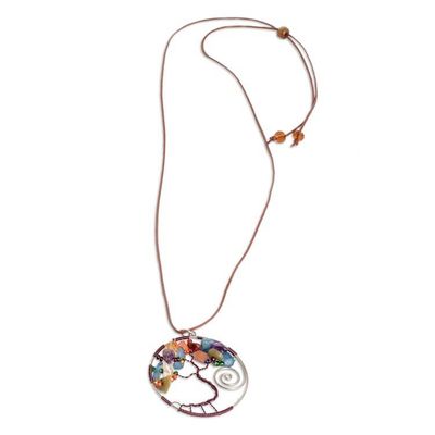 Alternate image for Nature-Themed Brown Multi-Gemstone Pendant Necklace Love Your Nature