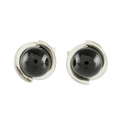 Alternate image for Black Jade Earrings from Guatemalan Artisan Black Magic Silhouette