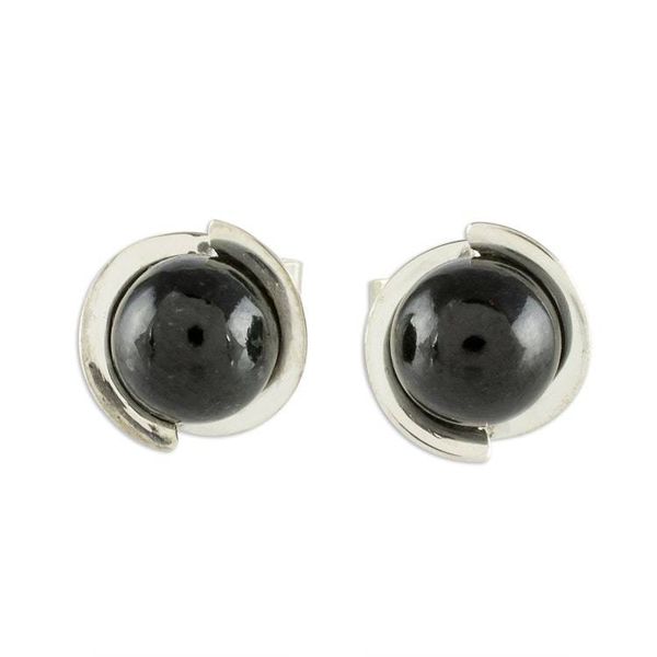 Alternate image for Black Jade Earrings from Guatemalan Artisan Black Magic Silhouette