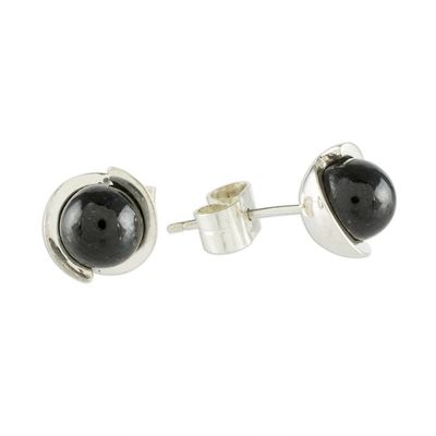 Alternate image for Black Jade Earrings from Guatemalan Artisan Black Magic Silhouette