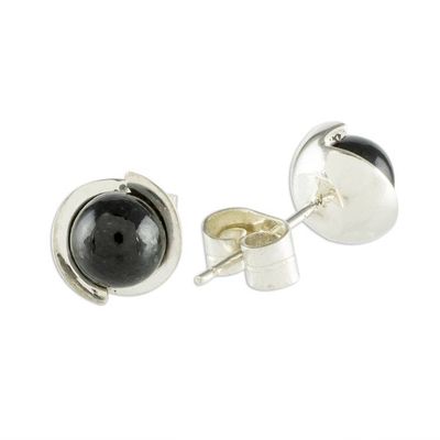 Alternate image for Black Jade Earrings from Guatemalan Artisan Black Magic Silhouette