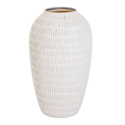 Alternate image for Modern Textured Hand-Painted Ivory and Grey Ceramic Vase Natural Feel in Grey