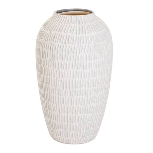 Alternate image for Modern Textured Hand-Painted Ivory and Grey Ceramic Vase Natural Feel in Grey