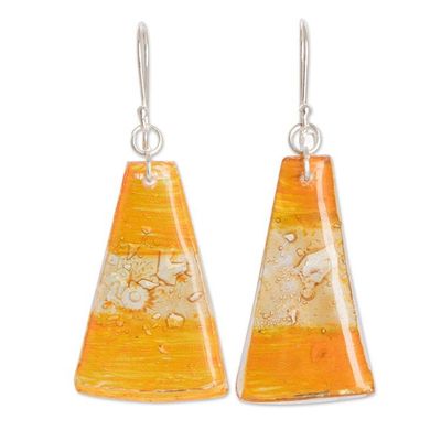 Alternate image for Sterling Silver And Recycled Plastic Earrings From Guatemala Gleaming Sunset