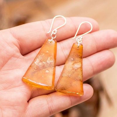 Alternate image for Sterling Silver And Recycled Plastic Earrings From Guatemala Gleaming Sunset