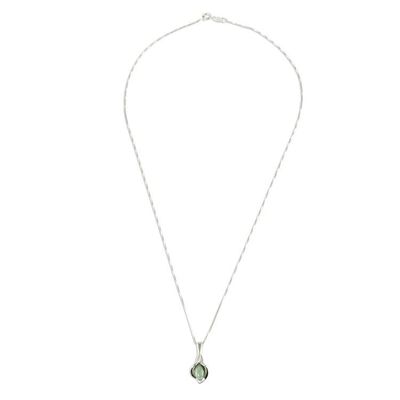Alternate image for Lily Shaped Pendant Necklace with Light Green Jade Mixco Lily in Light Green