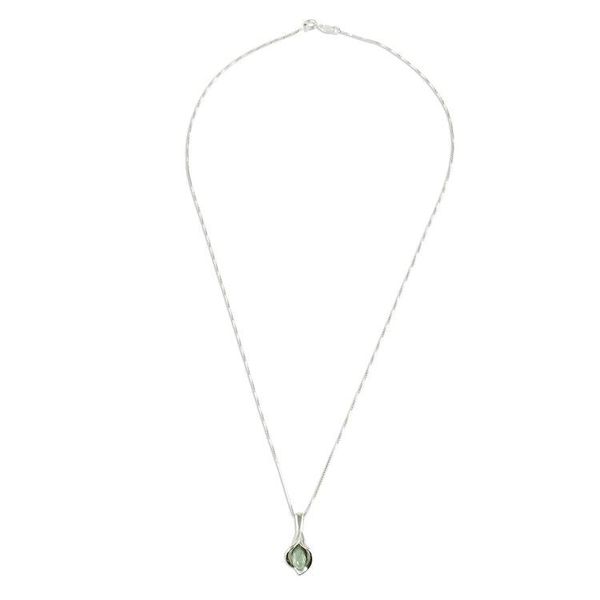 Alternate image for Lily Shaped Pendant Necklace with Light Green Jade Mixco Lily in Light Green