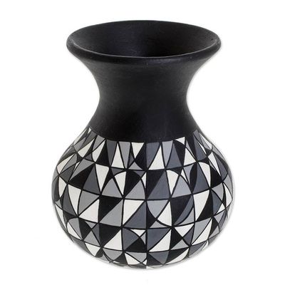 Alternate image for Geometric Ceramic Decorative Vase from Nicaragua Elegant Geometry