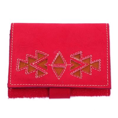 Alternate image for Geometric Leather Wallet in Paprika from Nicaragua Lively Culture in Paprika
