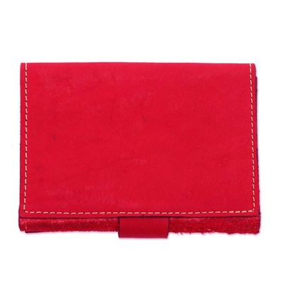 Alternate image for Geometric Leather Wallet in Paprika from Nicaragua Lively Culture in Paprika