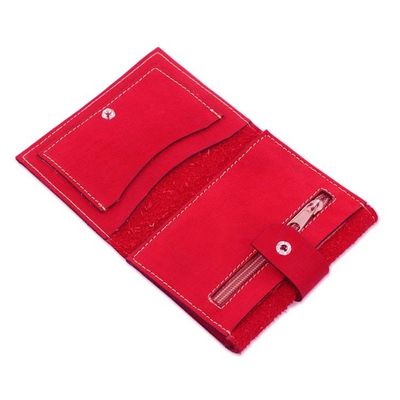 Alternate image for Geometric Leather Wallet in Paprika from Nicaragua Lively Culture in Paprika