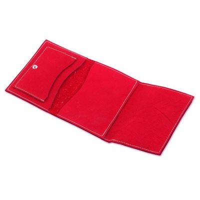 Alternate image for Geometric Leather Wallet in Paprika from Nicaragua Lively Culture in Paprika
