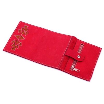 Alternate image for Geometric Leather Wallet in Paprika from Nicaragua Lively Culture in Paprika