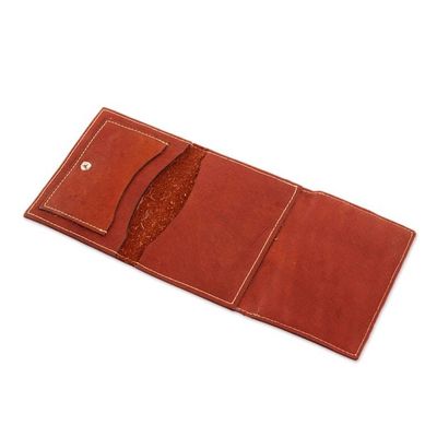 Alternate image for Geometric Leather Wallet in Redwood from Nicaragua Lively Culture in Redwood