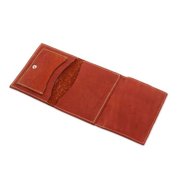 Alternate image for Geometric Leather Wallet in Redwood from Nicaragua Lively Culture in Redwood