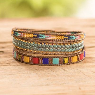 Alternate image for Multicolored Glass Beaded Wrap Bracelet from Guatemala Country Market