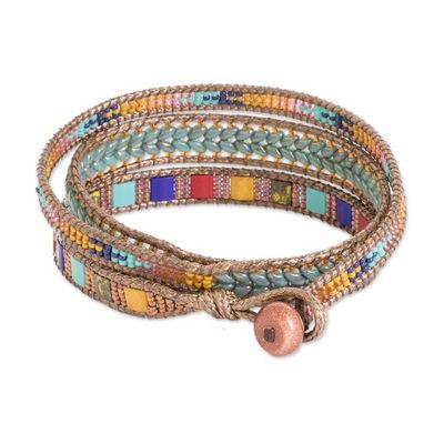 Alternate image for Multicolored Glass Beaded Wrap Bracelet from Guatemala Country Market