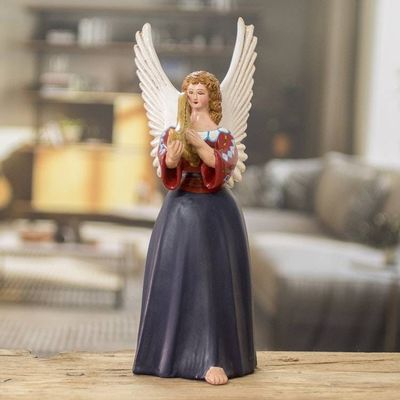 Alternate image for Hand-Painted Guatemalan Folk Art Ceramic Figurine of Angel Todo Santos