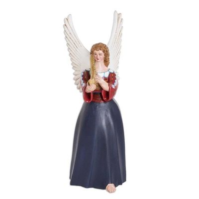 Alternate image for Hand-Painted Guatemalan Folk Art Ceramic Figurine of Angel Todo Santos