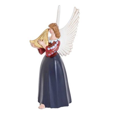 Alternate image for Hand-Painted Guatemalan Folk Art Ceramic Figurine of Angel Todo Santos