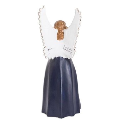 Alternate image for Hand-Painted Guatemalan Folk Art Ceramic Figurine of Angel Todo Santos