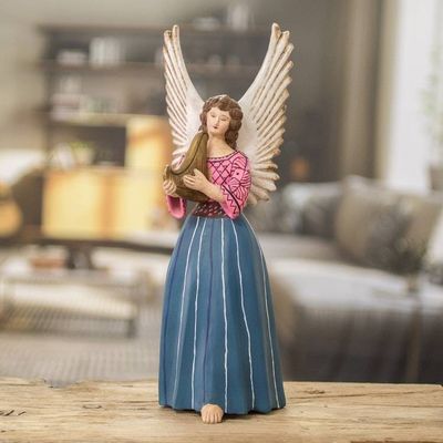 Alternate image for Hand-Painted Folk Art Ceramic Angel Sculpture from Guatemala Chichicastenango