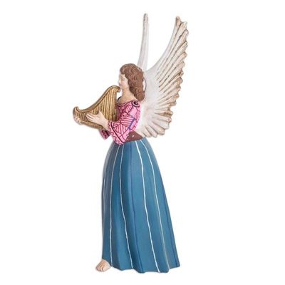 Alternate image for Hand-Painted Folk Art Ceramic Angel Sculpture from Guatemala Chichicastenango