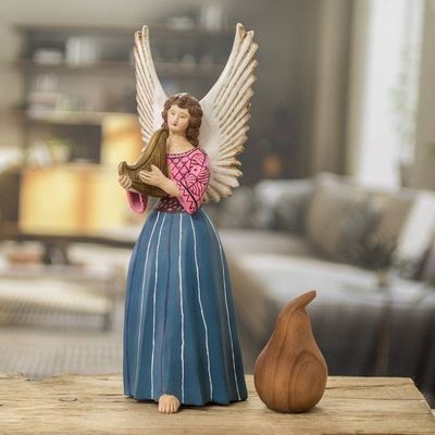 Alternate image for Hand-Painted Folk Art Ceramic Angel Sculpture from Guatemala Chichicastenango