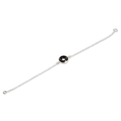 Alternate image for Black Jade Sterling Silver Pendant Bracelet from Guatemala Cosmic Eternity