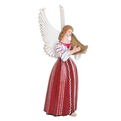 Alternate image for Guatemalan Hand-Painted Colorful Ceramic Angel Sculpture Santiago Atitlan