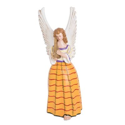 Alternate image for Colorful Hand-Painted Angel-Themed Ceramic Sculpture San Pedro Sacatepequez