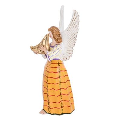 Alternate image for Colorful Hand-Painted Angel-Themed Ceramic Sculpture San Pedro Sacatepequez