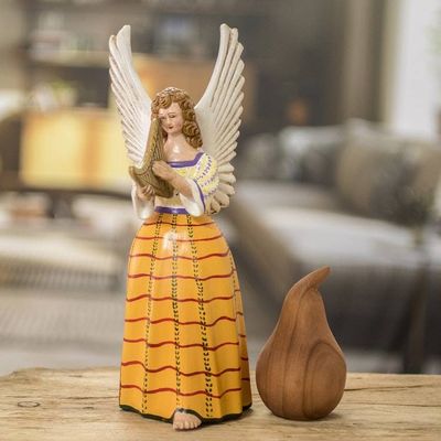 Alternate image for Colorful Hand-Painted Angel-Themed Ceramic Sculpture San Pedro Sacatepequez