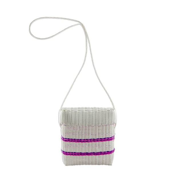 Alternate image for Striped Handwoven Sling in Snow White from Guatemala Striped Combination