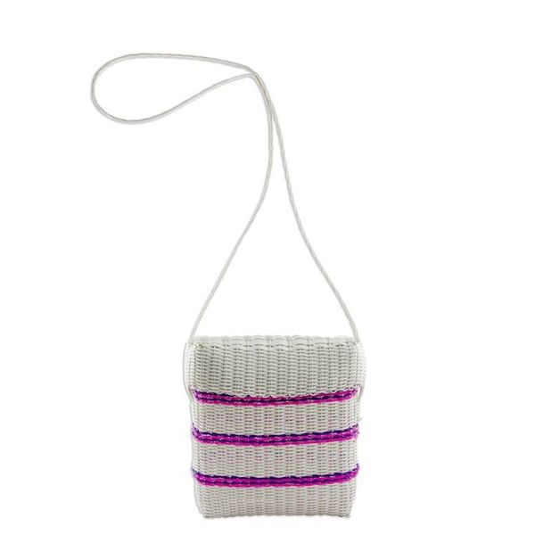 Alternate image for Striped Handwoven Sling in Snow White from Guatemala Striped Combination