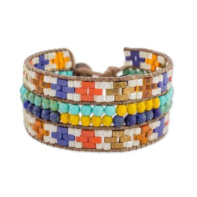 Alternate image for Colorful Glass Wristband Bracelet from Guatemala Traditions of My Country