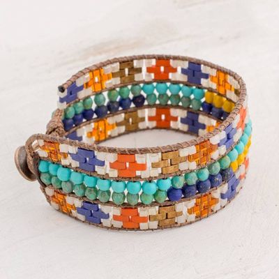 Alternate image for Colorful Glass Wristband Bracelet from Guatemala Traditions of My Country