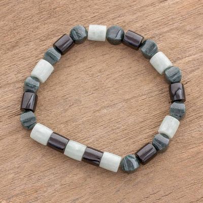 Alternate image for Handcrafted Guatemalan Jade Trio Beaded Stretch Bracelet Jade Trio