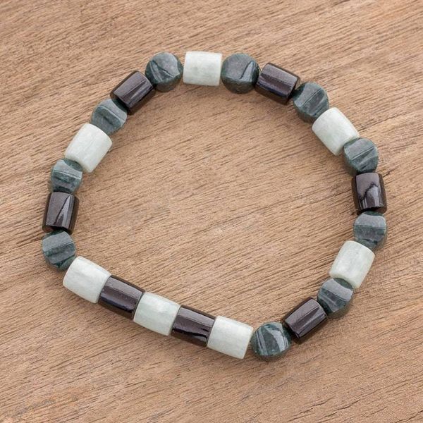 Alternate image for Handcrafted Guatemalan Jade Trio Beaded Stretch Bracelet Jade Trio
