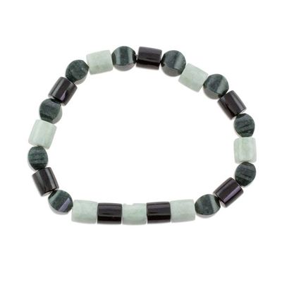 Alternate image for Handcrafted Guatemalan Jade Trio Beaded Stretch Bracelet Jade Trio