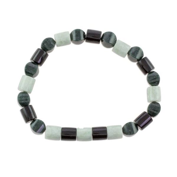 Alternate image for Handcrafted Guatemalan Jade Trio Beaded Stretch Bracelet Jade Trio