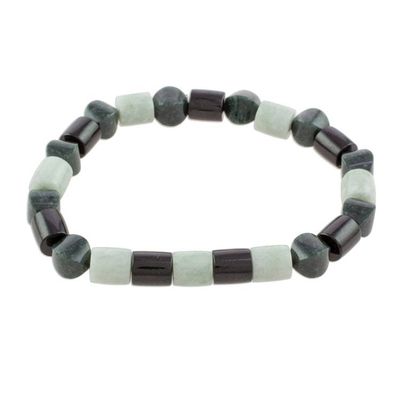Alternate image for Handcrafted Guatemalan Jade Trio Beaded Stretch Bracelet Jade Trio