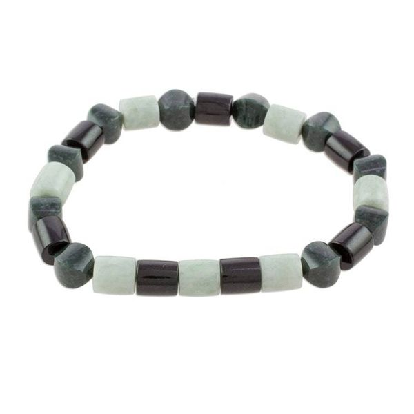 Alternate image for Handcrafted Guatemalan Jade Trio Beaded Stretch Bracelet Jade Trio