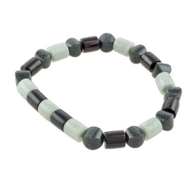 Alternate image for Handcrafted Guatemalan Jade Trio Beaded Stretch Bracelet Jade Trio