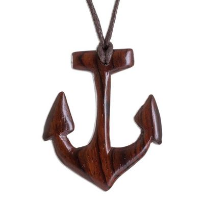 Alternate image for Estoraque Wood Anchor Pendant Necklace from Costa Rica Estoraque Anchor