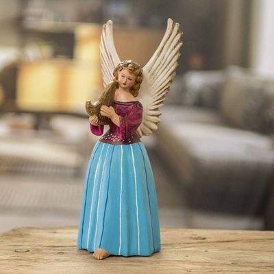 Primary image for Colorful Guatemalan Hand-Painted Ceramic Angel Sculpture Petite Chichicastenango
