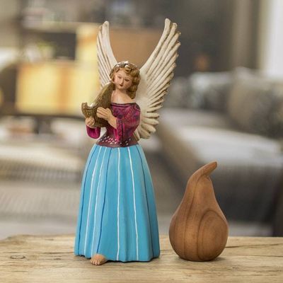 Alternate image for Colorful Guatemalan Hand-Painted Ceramic Angel Sculpture Petite Chichicastenango
