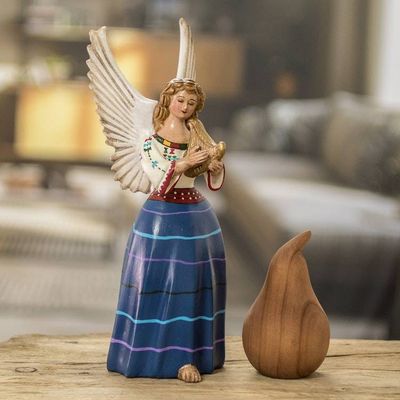 Alternate image for Hand-Painted Ceramic Sculpture of Angel from Guatemala Petite San Sebastian